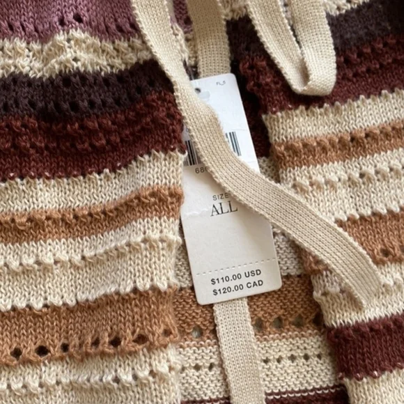 Maeve Anthropologie Knit Wrap Midi Skirt Striped Tie Waist Boho NWT - Picture 4 of 6